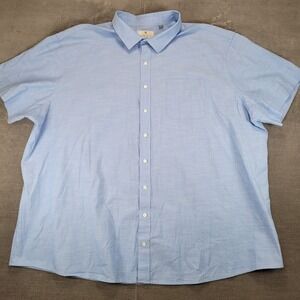 Oak Hill Mens Big Tall Light Blue Short Sleeve Button Down Shirt 4XL